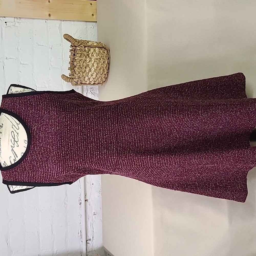J. Crew Burgundy Textured Asymmetrical Fit-and-Flare Dress
